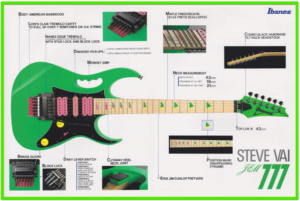 Steve Vai and the Ibanez PIA3761 Electric Guitar- image of the JEM777 guitar design and breakdown