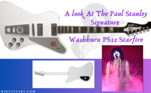 paul stanley signature guitar review.- Image of Artist and his guitar in white