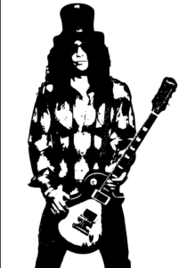 Slash Gibson Firebird-Vector Image of Slash in black with a white background 