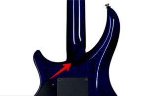 John Petrucci guitar- Image of the Set in neck of the guitar from behind the neck 