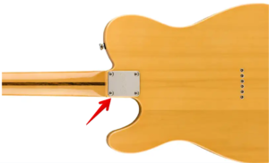 washburn parallaxe-image of the back of a guitar with bolt on neck 