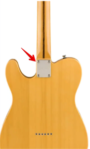 washburn parallaxe-image of the back of a guitar with bolt on neck