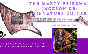 Jackson Marty Friedman-Feature Image of guitar and Artist playing live on stage