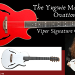 yngwie malmsteen signature guitar- Feature Image of two signature guitars with a image of the artist