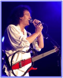 Yamaha silent guitar slg200s-Image of Brian May and his SLG 200N performing live