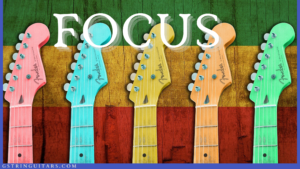 my life lessons-Image of a 5 guitars with the word focus on it