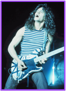 Super Strat guitars-Image of Eddie Van Halen with his homemade Franken strat