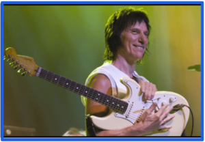 jeff beck signature stratocaster-Image of the Artist onstage with his white Signature guitar
