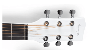 Enya Nova Go Guitar-Image of Guitar Head stock with tuning pegs and zero fret design