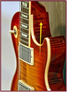 Guitar neck construction- an image of the Les Paul with the set in neck and heel
