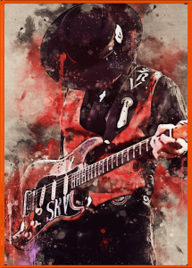 Stevie Ray Vaughan Signature Stratocaster-Image of the Artist as a painting used for CTA Button