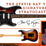 Stevie Ray Vaughan Signature Stratocaster-Blog Banner and Feature Image of SRV onstage with guitar also full body of guitar Front and Back
