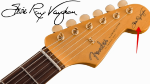 Stevie Ray Vaughan Signature Stratocaster-Image of the Guitars headstock and artist signature