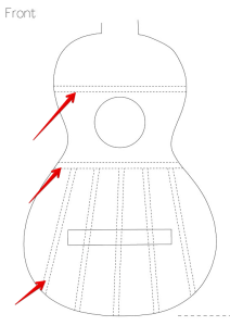the lava me 3 smartguitar-Image of internal bracing on a wood made acoustic 