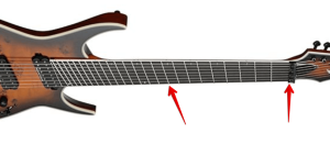 multi scale guitar-Image showing a neutral point on a multiscale fingerboard from the nut out in one direction