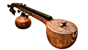 Scalloped Guitar Fretboard -Image of a Indian chordophone with scalloped frets