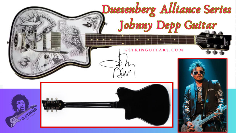 Johnny Depp Guitar-Feature Image with Guitar front and back along with artist playing live