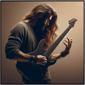 prevent hand pain-image of a long hair man with a guitar warming up his hands while playing guitar 