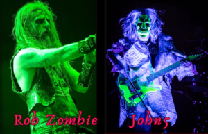 fender john 5 telecaster-image of john 5 and rob zombie on stage both in the same picture.