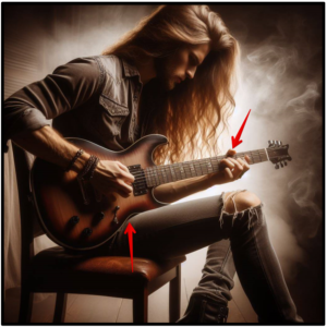 prevent hand pain-image of a long hair man playing guitar in a causual position with his thumb over the fingerboard