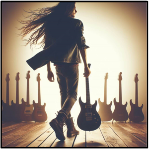 prevent hand pain-image of a long hair guitarist taking a break from playing and walking away 