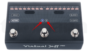 Virtual Jeff Pro-image of the pro controller and a focus on the Whammy A & B feature