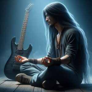 How To Get Back Onstage- An image of a guitarist meditating 