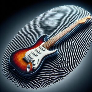 guitar and hand- Image of a guitar lying on a fingerprint