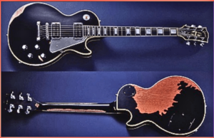 John Sykes-image 1978 Black Les Paul Custom with extensive Wear and Tear on the front and back of instrument 