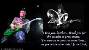 Remembering Ace Frehley - image of Jason Hook and Ace Frehley together with Jason Hooks sending off quote for Ace