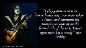 Remembering Ace Frehley - image of a Aces playing guitar in full makeup