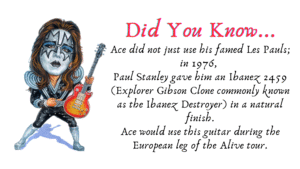 Remembering Ace Frehley - image of a cartoon image of the guitarist with the caption "Did You Know"