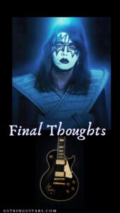 Remembering Ace Frehley - image of a black Les Paul with Ace Frehley Signature and the words Final Thoughts