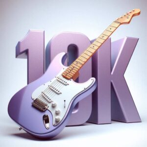 How To Apply Kaizen To Guitar Practice - An image of purple Stratocaster with the words 10K behind the guitar 