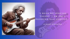 How To Apply Kaizen To Guitar Practice - An image of Albert Einstein Playing guitar live