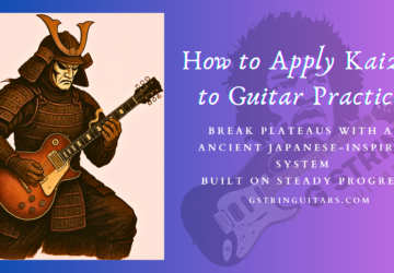 How To Apply Kaizen To Guitar Practice - The feature blog post image of a Samurai playing Guitar