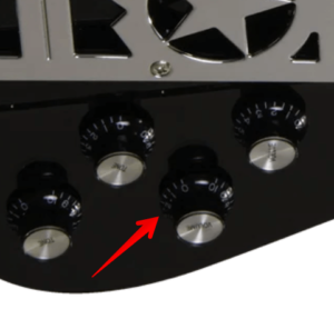 Paul Stanley signature guitar-Image of the guitar top hat volume and tone control knobs